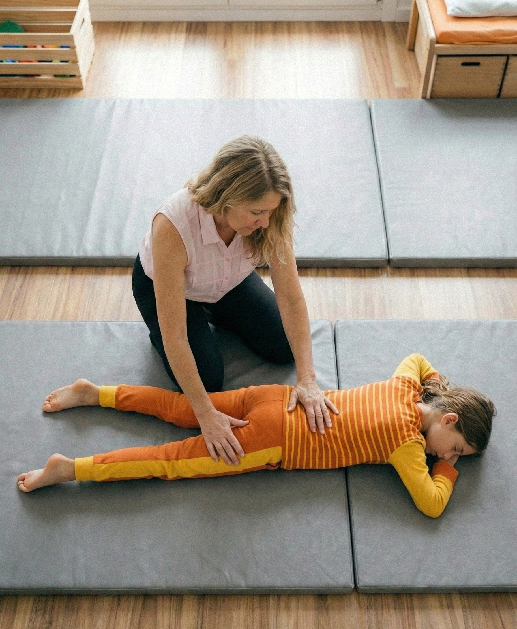 Nadja führt manuelle Lymphdrainage bei einem Mädchen durch